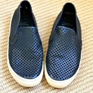 Tory Burch black Jesse Perforated leather Slip On Sneaker Size 8.5